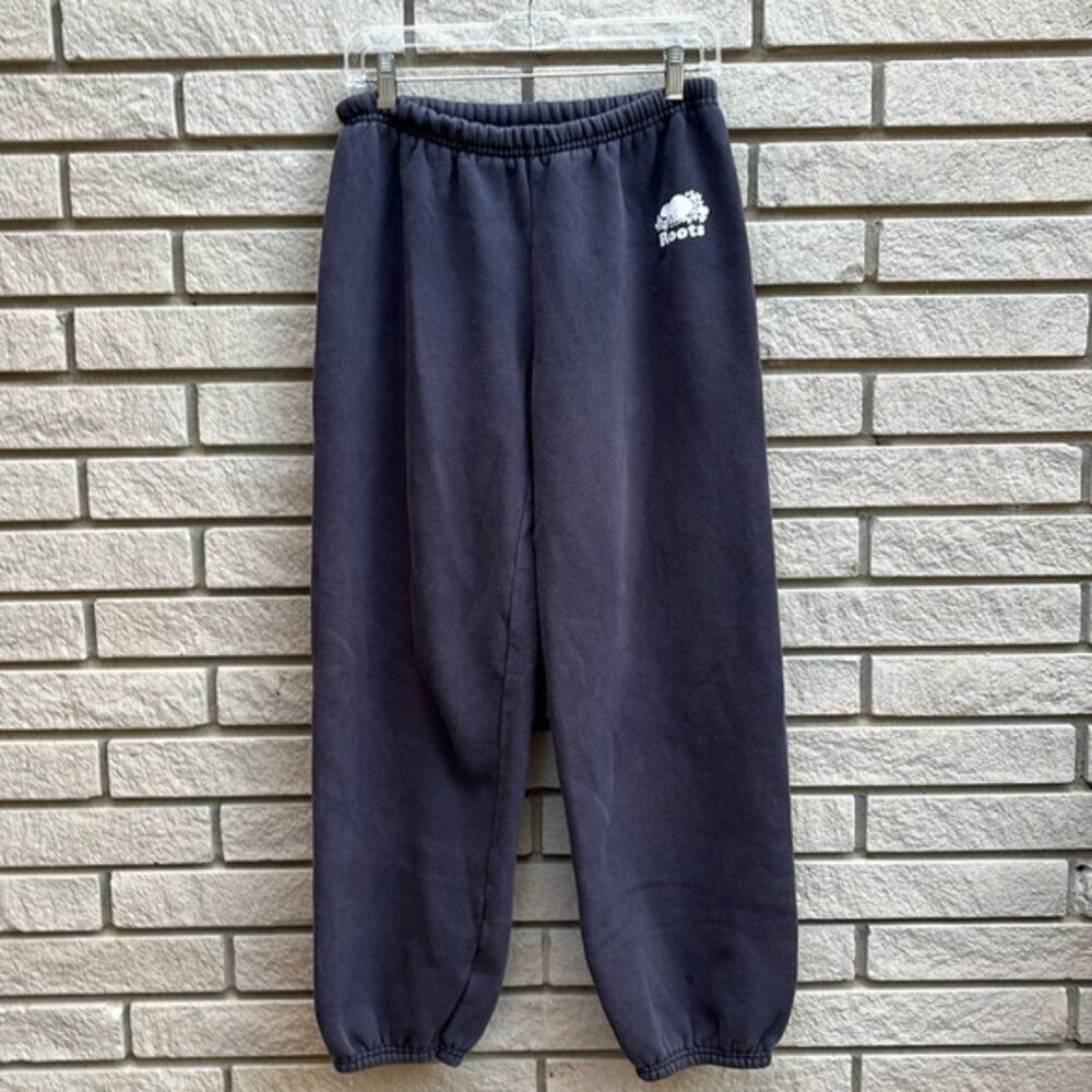 Roots Blue Wide Leg Cuffed Sweatpants Sz 14
